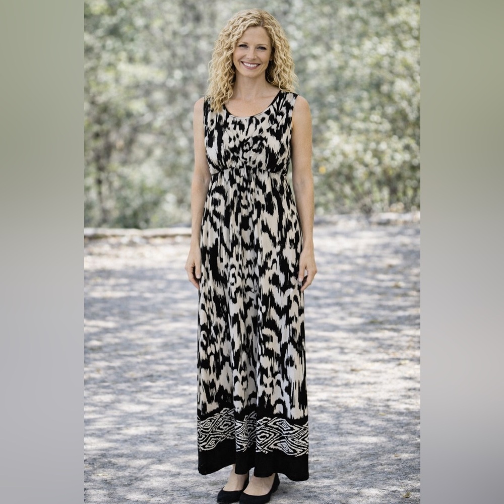 Chicos Women’s Summer Sleeveless V Neck Maxi Dress, Full length, size 1